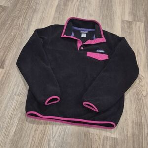 Patagonia Black Fleece Pullover with Pink Trim